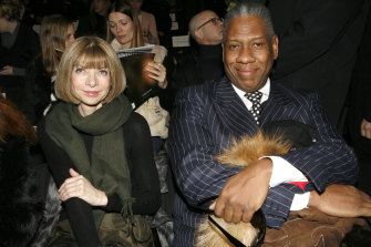 Anna Wintour and André Leon Talley attend the presentation of the Oscar de la Renta fall 2007 collection.