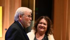 Gina Rinehart with Australia’s ambassador to the US Kevin Rudd in Washington last month.