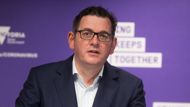 Premier Daniel Andrews during Wednesday's press conference.