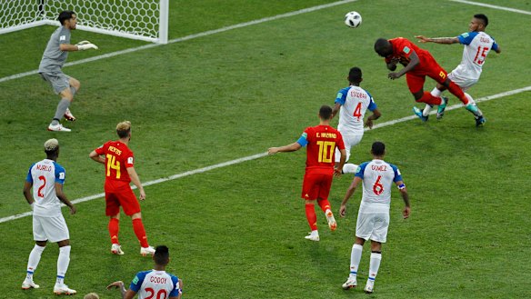 Belgium's Romelu Lukaku scores his second goal of the match against Panama.