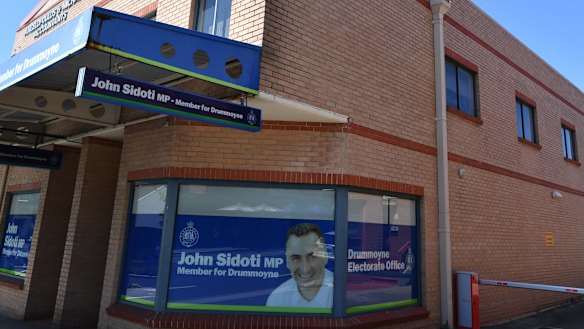 Mr Sidoti’s electorate office in Five Dock.