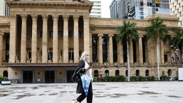 King George Square in Brisbane's CBD was virtually empty during lockdown.
