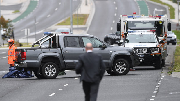 A ute is seen on the Mountain Highway in Bayswater.