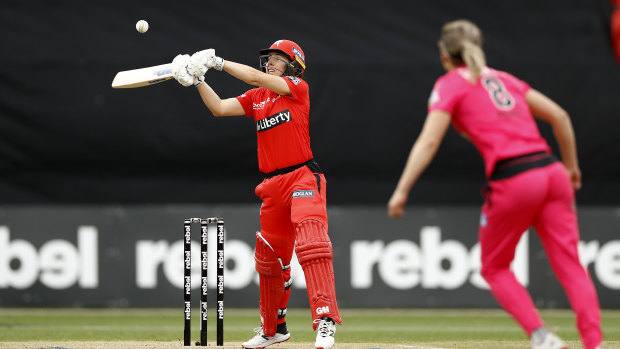 Good touch: Georgie Wareham battled bravely at the crease for the Renegades.