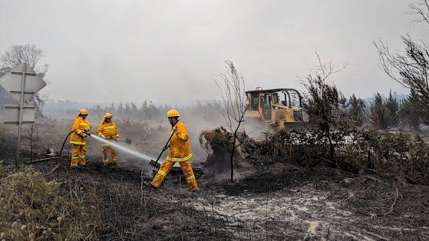 Fire crews continued to work on the fireground Saturday morning.