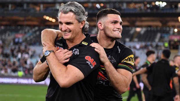 Ivan Cleary with son Nathan after last week's grand final qualifier.