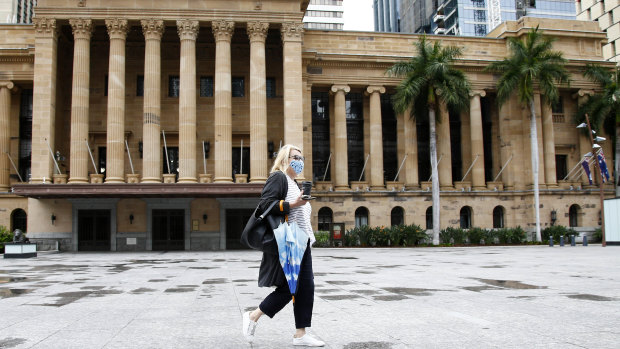 King George Square in Brisbane's CBD was virtually empty during lockdown.