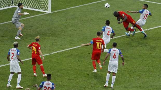 Belgium's Romelu Lukaku scores his second goal of the match against Panama.