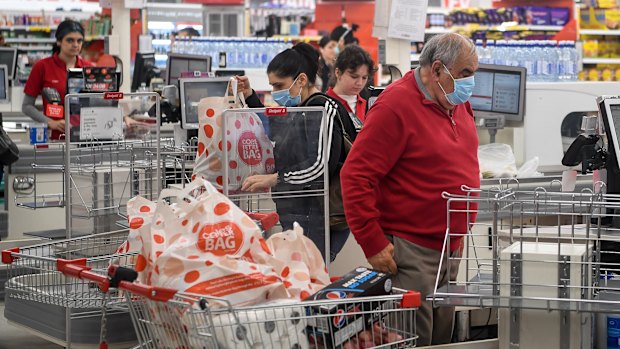 Coles shoppers on Saturday.