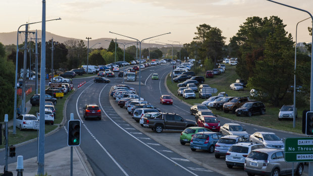 Diary Road, Fyshwick was littered with cars due to limited parking options at The Forage.