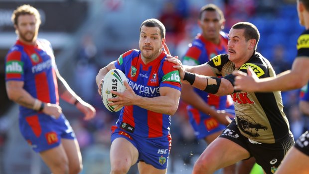 One of Newcastle's finest: Jarrod Mullen makes a run for the Knights in 2016.