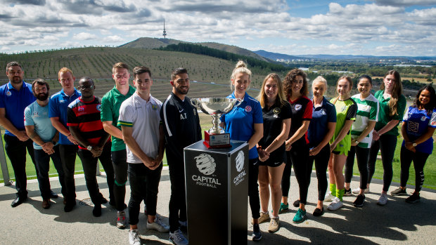 Canberra soccer clubs at the season launch on Thursday. 