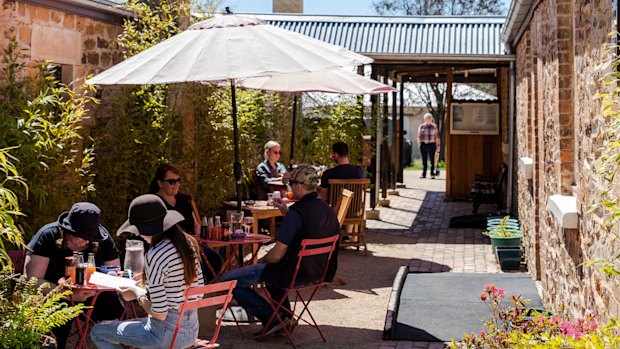 Outdoor dining at 29 Nine 99 yum cha and tea house in Rylstone.
