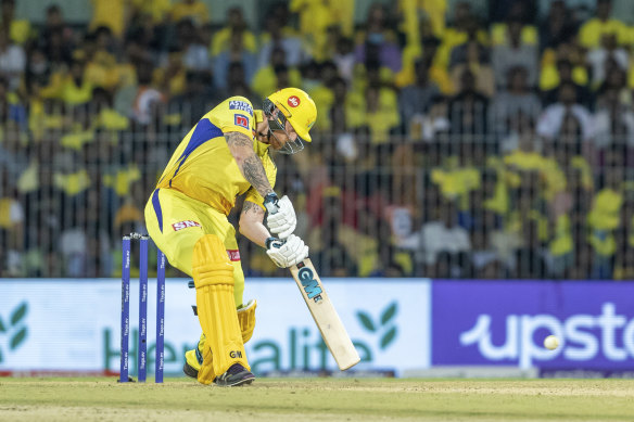 Ben Stokes hits out for Chennai Super Kings in the IPL.