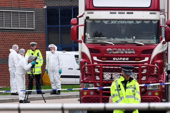 The lorry in which 39 bodies were found near Essex in England.