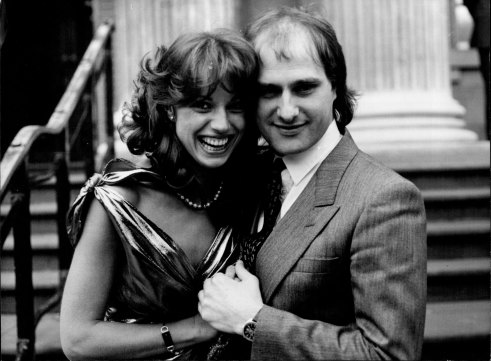 Cockney Rebel Steve Harley pictured with his bride air stewardess Dorothy Crombie 22, after their wedding in London, 1981.