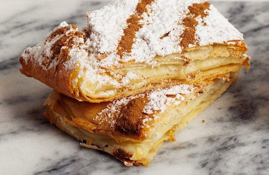  A sample of a bougatsa pastry from the shop, Bougatsaki.