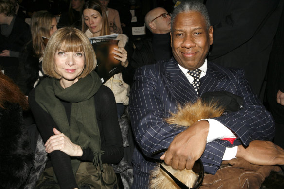 Anna Wintour and André Leon Talley attend the presentation of the Oscar de la Renta fall 2007 collection.