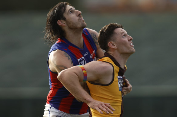 Sam Naismith (left) playing for Port Melbourne this year.