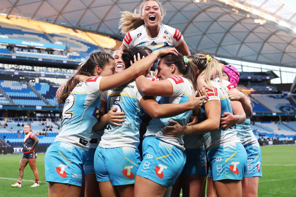 The Titans will face Newcastle in the NRLW decider, the first grand final appearance from either the men or women of the Gold Coast club.