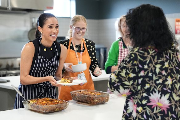 Meghan serves lunch at McAuley Community Services for Women in Footscray.