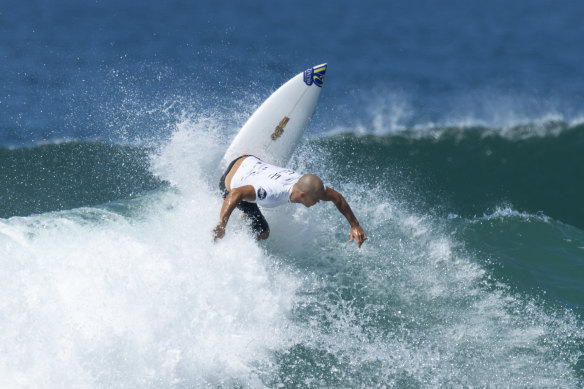 Julian Wilson in action as he makes his professional surfing comeback in Newcastle.