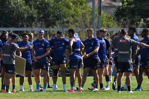 The Bulldogs during their training session on Wednesday.