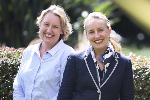 Associate director of client analytics, Jane Absolum (left) and associate director of corporate governance, Kristen Miller, of Commonwealth Bank in Sydney.