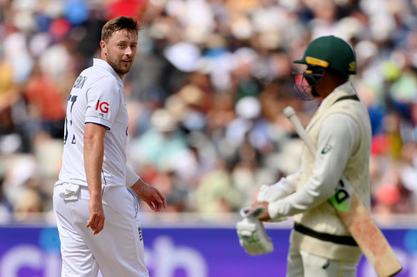 Ollie Robinson and Usman Khawaja during the tense final day.