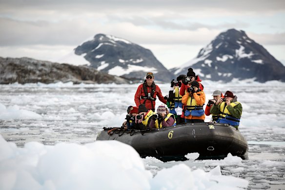 A Zodiac excursion in Antarctica with Aurora Expeditions.
