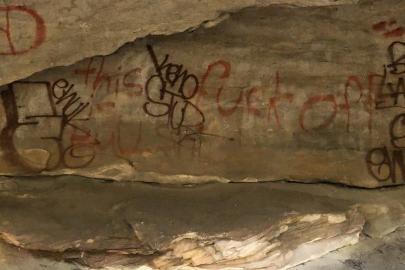 Bull cave today, covered in graffiti.