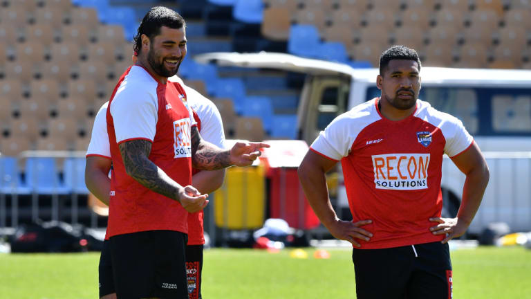 Game on: Andrew Fifita (left) will face his former Kangaroos teammates for the first time on Saturday.