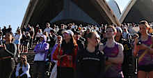 Spectators view from the steps of the Sydney Opera House during the 2026 TCS Sydney Marathon