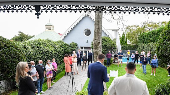 Four parties registered to bid on the five-bedroom house 16 Bishops Avenue, Randwick, and two were active.