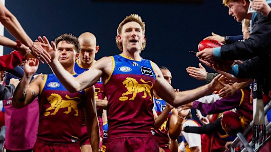 Harris Andrews is leading the Lions solo in the absence of injured superstar Lachie Neale.