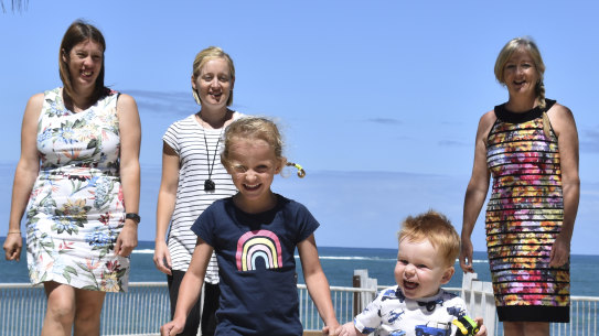 Childhood friends Susan Hanlin and Aline Reid, both 34,  grew up in Scotland together and have lived in Alkimos with their husbands and children for around five years. City of Wanneroo Mayor Tracey Roberts (right) says the area attracts lots of young families.  