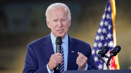 President Joe Biden speaking about the Chips and Science Act: US industry policy is largely run with national security in mind.