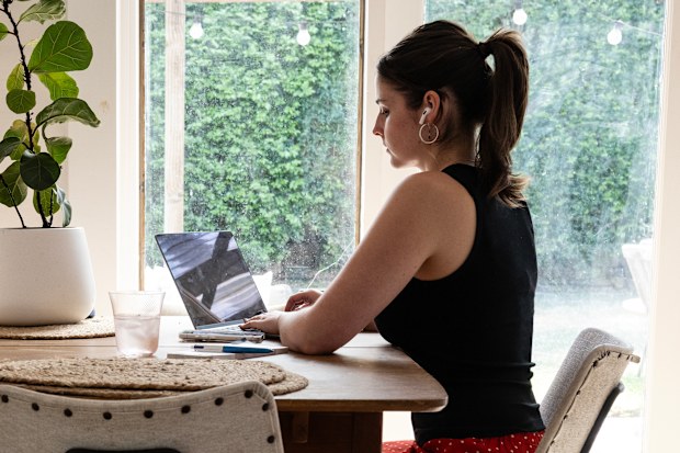 Generic working from home image of a woman on a laptop.