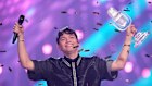 Winner of the Eurovision Song Contest JJ from Austria holds up the trophy he won with the song “Wasted Love”. 