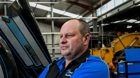 Workshop manager Robert Booth hopes to stay in Orbost, but will have to consider his options when work dries up.