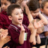 Belle Vue Park Primary School students give the Australian Chamber Orchestra a rousing reception.