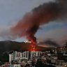 A fire at Fort Tiuna, Venezuela’s largest military complex, after US strikes in the capital Caracas in January.