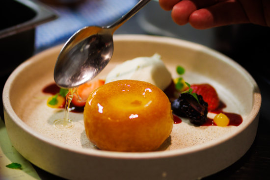 Savarin with orange cream.