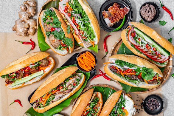 Assorted pork, chicken and meatball rolls.