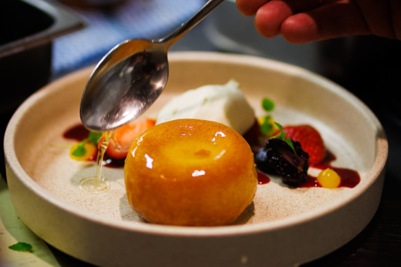 Savarin with orange cream.
