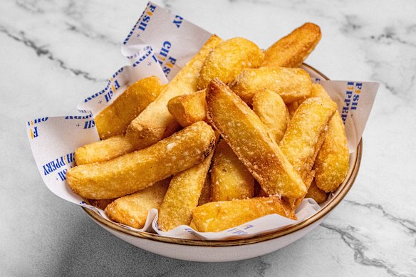 The beef tallow-cooked chips from Fish & Chippery. 
