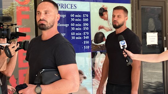 Enver and Nezir Ibrahimovic leaving Perth Magistrates Court on Monday,