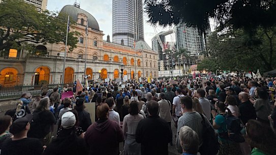 Teachers rallied outside Queensland Parliament in June as the state budget was delivered.
