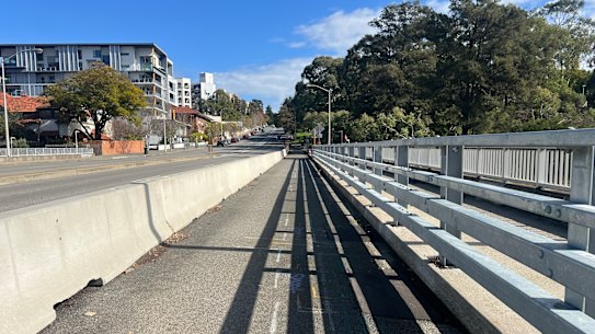 The delayed Malcolm Street Bridge barrier project in West Perth.