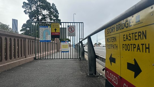 The Story Bridge footpaths have been closed since March 5. The detour says to take the Kangaroo Bridge.